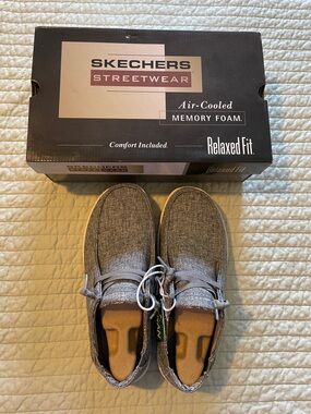 Skechers Streetwear Men's Wide Gray Slip-On Loafers with Memory Foam